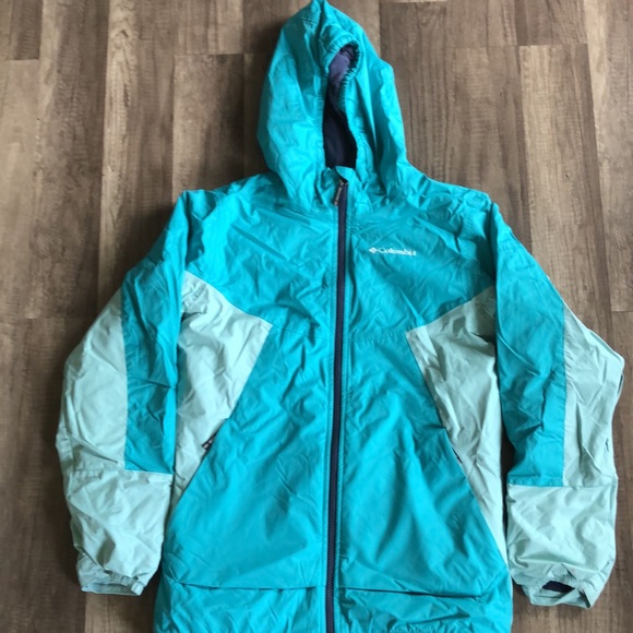 Columbia Omni Tech Teal Jacket Girls Large 14/16 - Picture 2 of 9